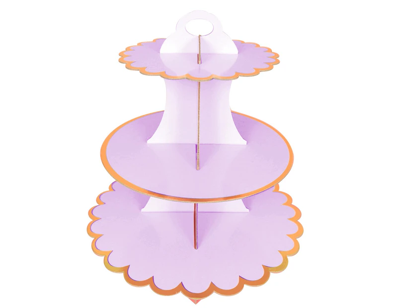 Colorfulstore 3-Layer Cupcake Dessert Paper Stand Display Rack Birthday Wedding Party Supplies-Purple