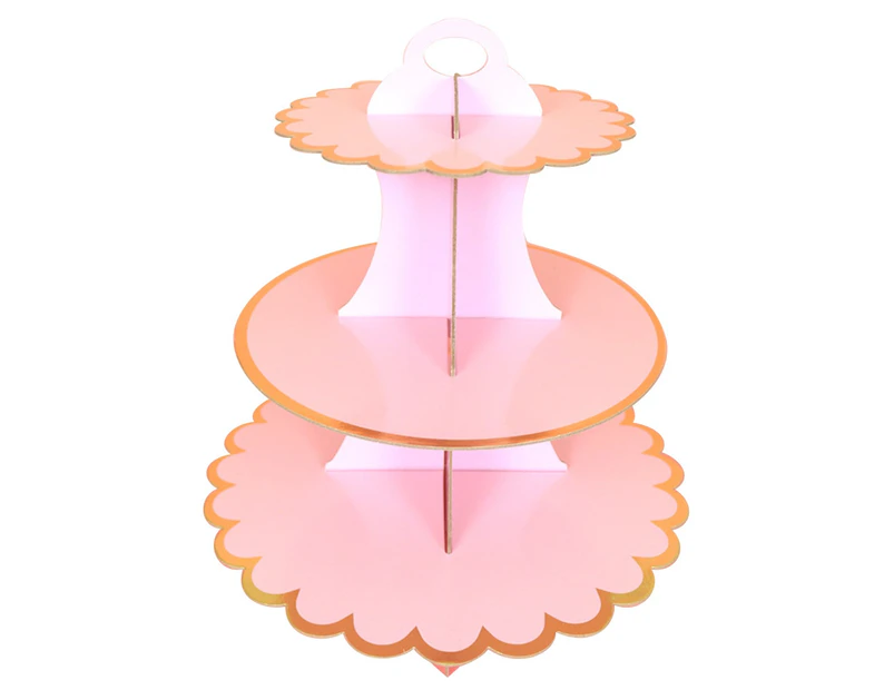 Colorfulstore 3-Layer Cupcake Dessert Paper Stand Display Rack Birthday Wedding Party Supplies-Rose Red