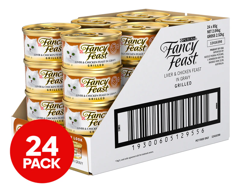 24 x Purina Fancy Feast Grilled Liver & Chicken Feast In Gravy 85g