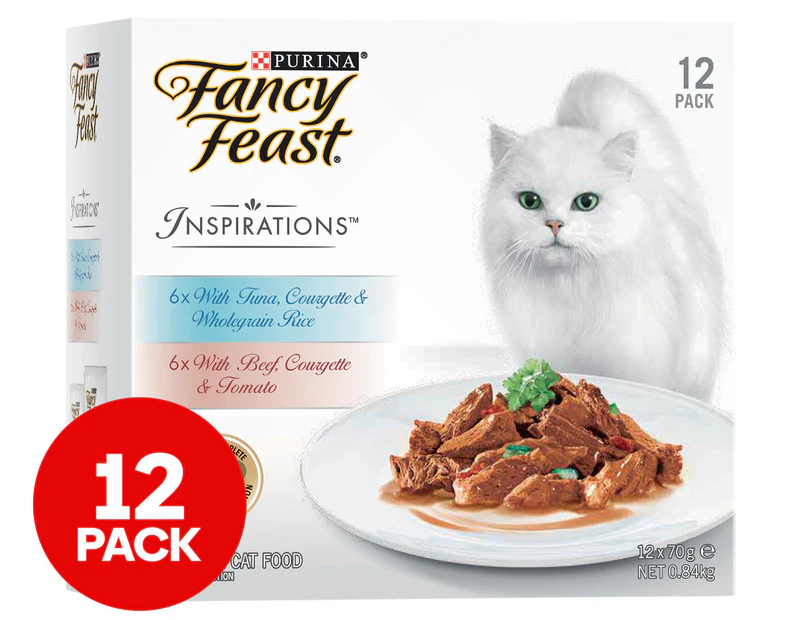 12 x Fancy Feast Inspirations Wet Cat Food Beef/Tuna 70g