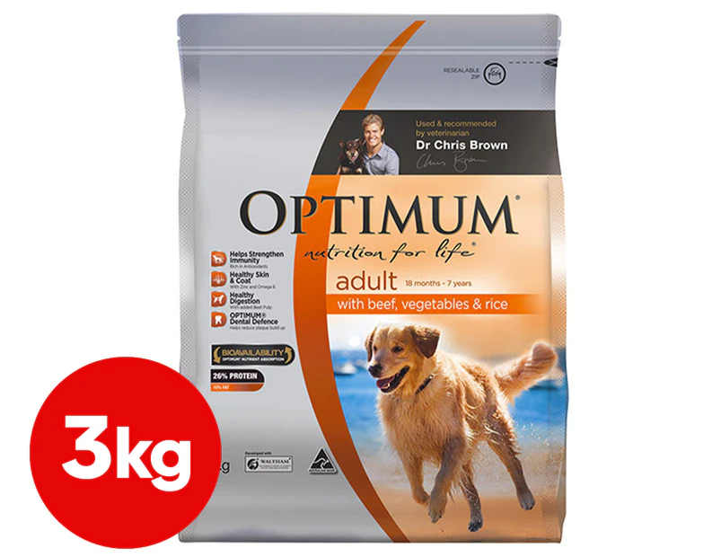 Optimum Dog Adult Beef Vegetable & Rice 3kg