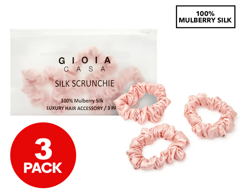 Gioia Casa Silk Scrunchie 3-Pack - Pink
