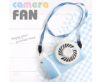 Portable Mini USB Charging Camera Shape Hanging Neck LED Summer Cooling Fan - Blue