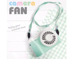 Portable Mini USB Charging Camera Shape Hanging Neck LED Summer Cooling Fan - Blue