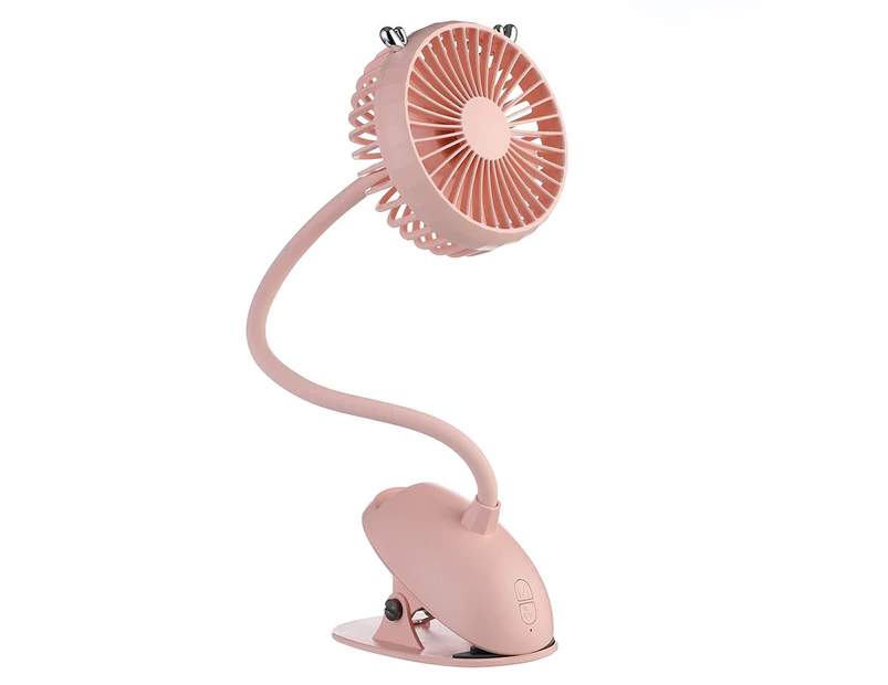 Deer Design USB Charging Clip on Crib Stroller Desk Home Office Cooling Mini Fan - Pink