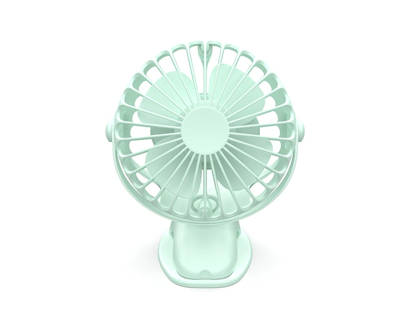 Portable USB Rechargeable 360 Degree Rotating Desktop Summer Clip Cooling Fan - Green