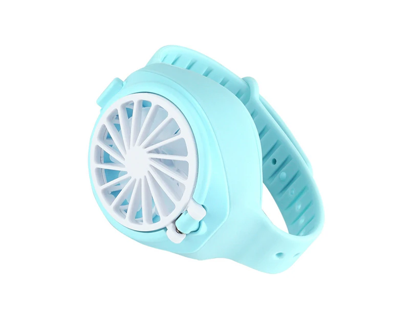 Portable USB Charging Cooling Fan Watch Angle Adjustable Outdoor Home Cooler - Blue