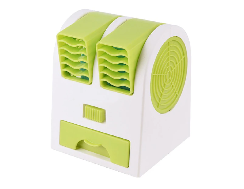Mini Portable Angle Adjustable Dual Ports Leafless Air Cooler Desktop USB Fan - Green