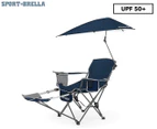 Sport-Brella 3-Position Recliner Chair w/ Removable Umbrella and Footrest - Midnight Blue