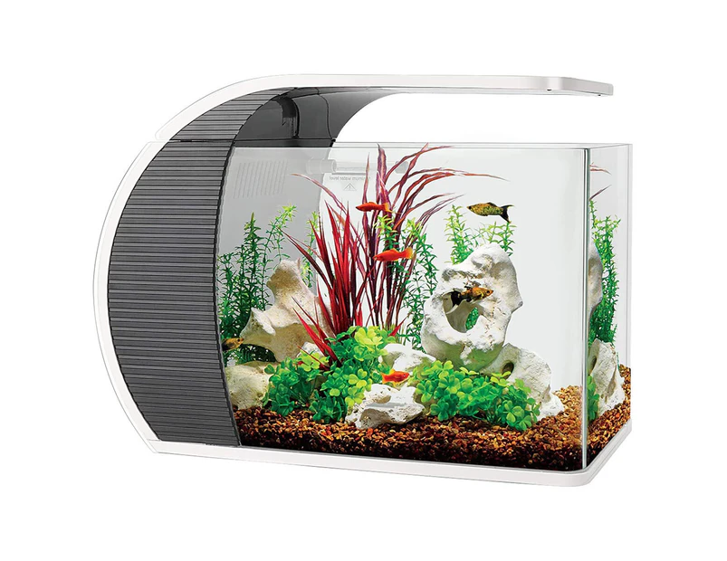 Hygger 23L Arc-Shaped Fish Tank Aquarium w/ Led Lighting, Hidden Filtration Box