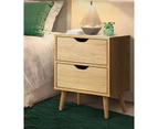 Oikiture Bedside Tables 2 Drawers Side Table Nightstand Storage Cabinet Wood