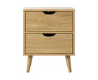 Oikiture Bedside Tables 2 Drawers Side Table Nightstand Storage Cabinet Wood