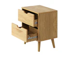 Oikiture Bedside Tables 2 Drawers Side Table Nightstand Storage Cabinet Wood