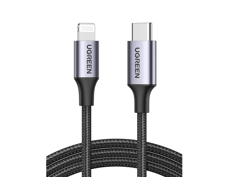UGREEN 2m USB-C to Lightning Fast Charge Data Transfer Cable Aluminium Case Grey
