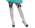 White Thigh High Adult Stockings With Bow Various Colours - White/Black