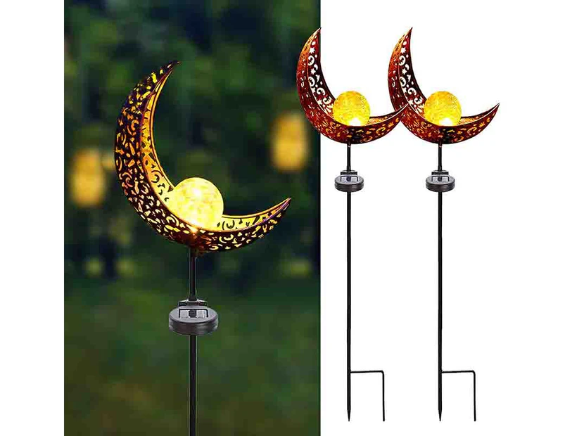 Kynup 2 Pack Garden Metal Moon Solar LED Lamp with Warm White Spherical Lamp Post