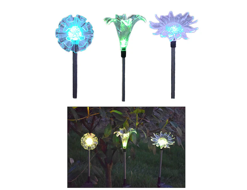 Kynup 1 Set LED Transparent Colorful Flower Light Solar Energy Automatically Illuminates