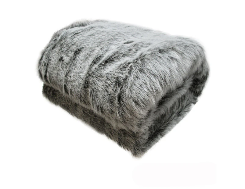 Sia Luxury Range Faux Fur Throw Rug 127 x 152 cm Mongolian Wolf