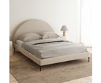 Arch Upholstered Fabric Bed Frame in King, Queen and Double Size (Beige)