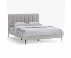 Fabric Bed Frame with Vertical Panels in King, Queen and Double Size (Grey)