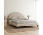 Arch Upholstered Fabric Bed Frame in King, Queen and Double Size (Beige)