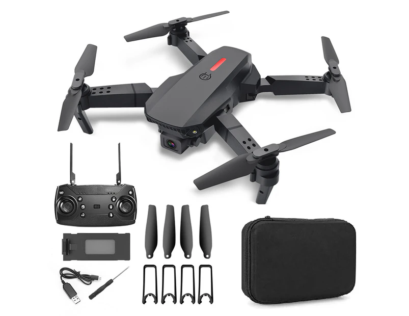 E88 RC Drone 4K Professional HD Dual Camera 2.4Ghz Mini Foldable Quadcopter - Black