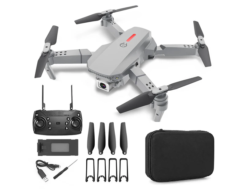 E88 RC Drone 4K Professional HD Dual Camera 2.4Ghz Mini Foldable Quadcopter - Grey