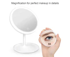 White Lighting Modes Led Vanity Mirror With Light, Detachable 5X Magnification Mirror, Usb Charging Lighted Cosmetic Mirror
