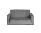 Keezi Kids Sofa 2 Seater Children Flip Open Couch Velvet Armchair Grey