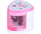 Automatic Electric Pencil Sharpener, Battery Operated, With 2 Holes, Suitable For Home Students-Rosa