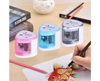 Automatic Electric Pencil Sharpener, Battery Operated, With 2 Holes, Suitable For Home Students-Rosa