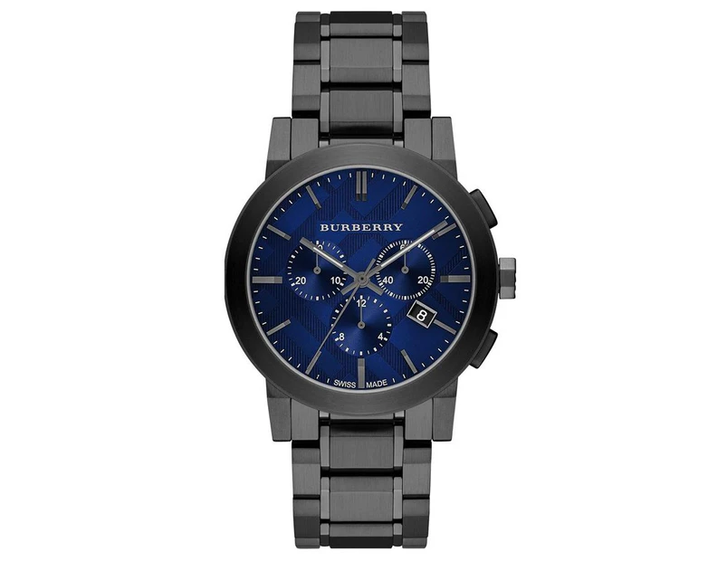 Burberry BU9365 Chronograph Blue Dial Dark Grey Ion-plated Men's Watch