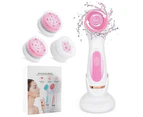 Electric Face Cleaner Facial Cleansing Brush For Exfoliating & Deep Cleaning Spin Brush With 3 Brush Heads Spa Facial Massager - PINK WITH BOX