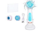 Electric Face Cleaner Facial Cleansing Brush For Exfoliating & Deep Cleaning Spin Brush With 3 Brush Heads Spa Facial Massager - BLUE WITH BOX