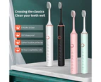 Ultrasonic Electric Toothbrush Rechargeable USB for Adults Sonic Automatic Tooth Brush Whitening Oral Hygiene 8 Replacement Head - Pink 8 Heads