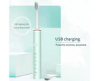Ultrasonic Electric Toothbrush Rechargeable USB for Adults Sonic Automatic Tooth Brush Whitening Oral Hygiene 8 Replacement Head - Green 8 Heads