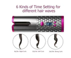 Cordless Automatic Rotating Hair Curler USB Rechargeable Curling Iron LCD Display Temperature Adjustable Hair Curler Rollers Tool - Gray digital