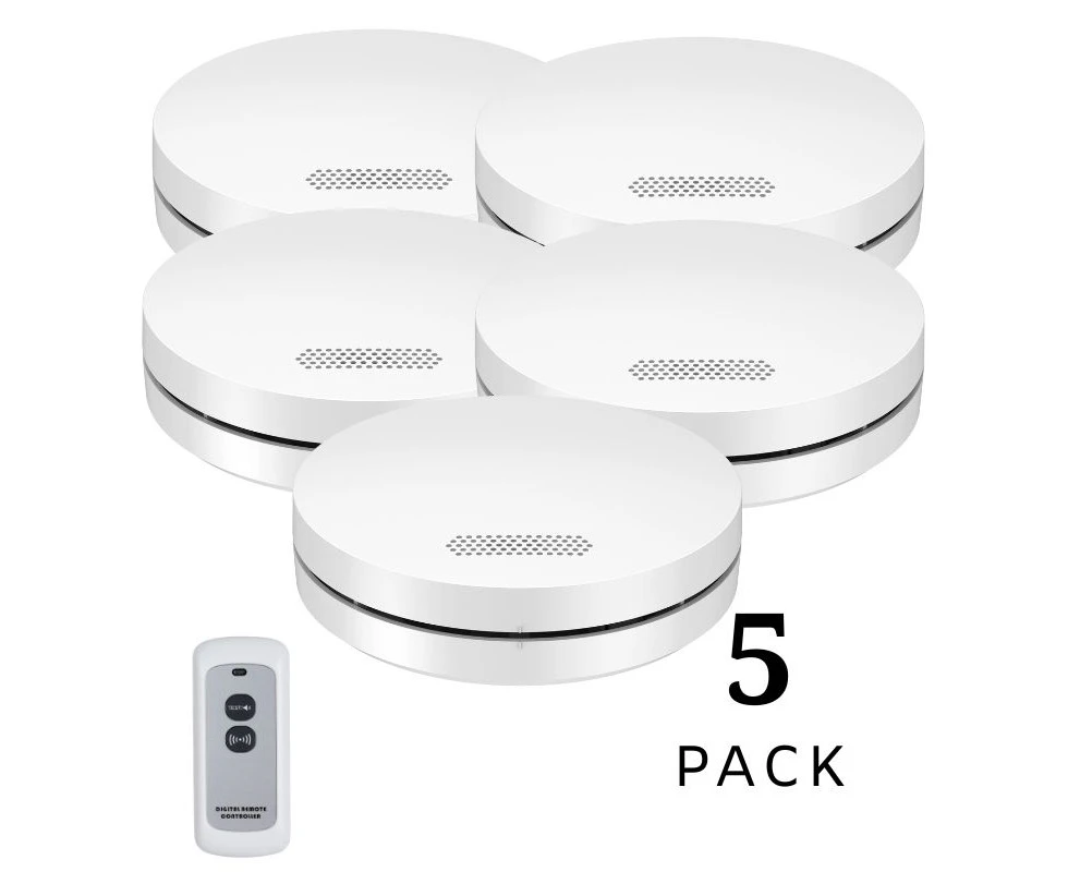 Interconnected Photoelectric Smoke Alarm 5 pack slimline range