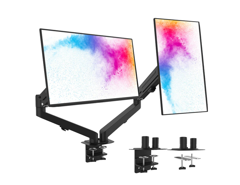 360°Rotation Dual Monitor Stand LED LCD Desk Mount Monitor Arm Adjustable Height Heavy Duty Dual Bracket Holder Fits 2 Screens