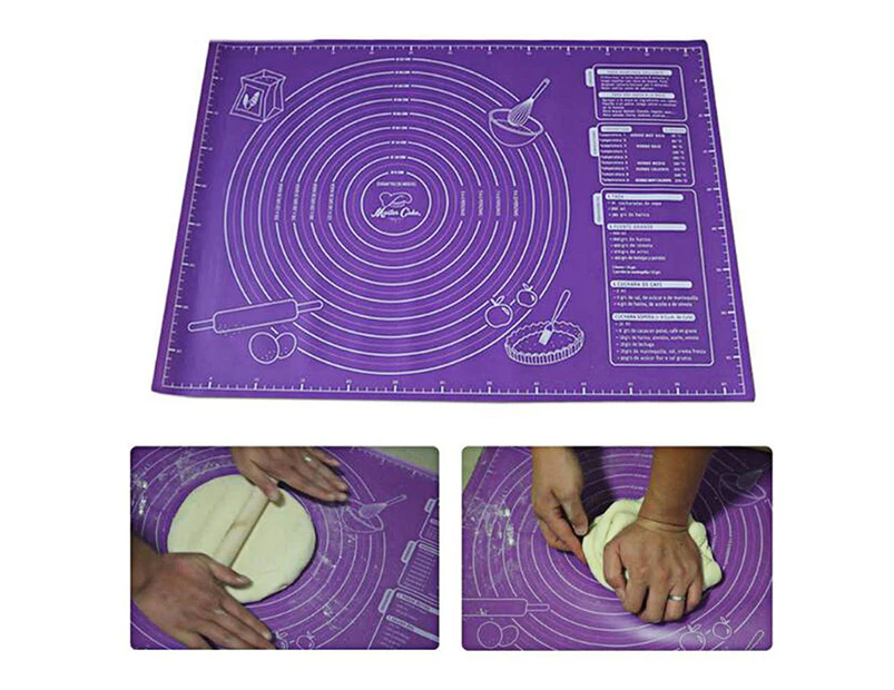 Colorfulstore Dough Mat Scale Ring Design Static Absorption Silicone Kitchen Rolling Dough Pad for Pastries-Purple