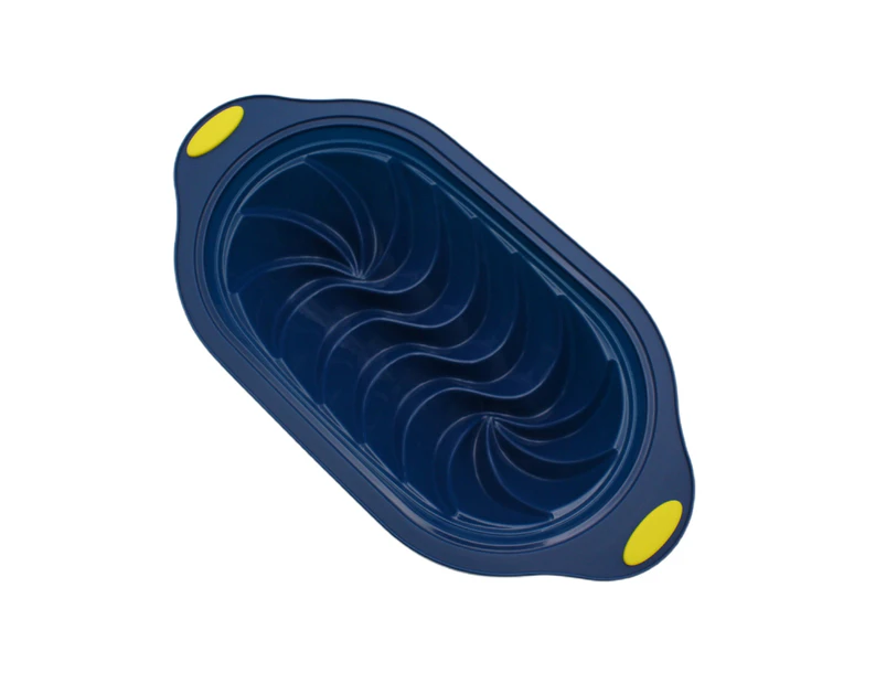 Cake Pan Reusable Non-stick Easy to Clean Quick Demoulding High Temperature Resistant Make Cakes Toast Silicone Swirl Design Loaf Pan-Navy Blue