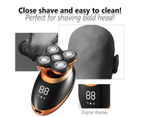 IPX7 Waterproof Electric Shaver Razor for Men Beard Hair Trimmer Rechargeable Bald Head Shaving Machine LCD Display Grooming Kit - Golden Black