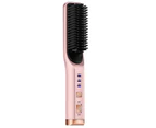 Portable Hair Straightener Curling Wireless Ion Comb USB Charge Straight Hair Brush Multifunction Straight Hair Comb Women Mini - Pink