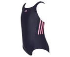 Adidas Girls' 3 Stripes One Piece Swimsuit - Legend Ink/Bliss Pink