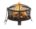 vidaXL Rustic Fire Pit with Poker 67.5 cm XXL Steel