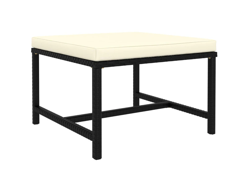 Sectional Footrest with Cushion Black Poly Rattan