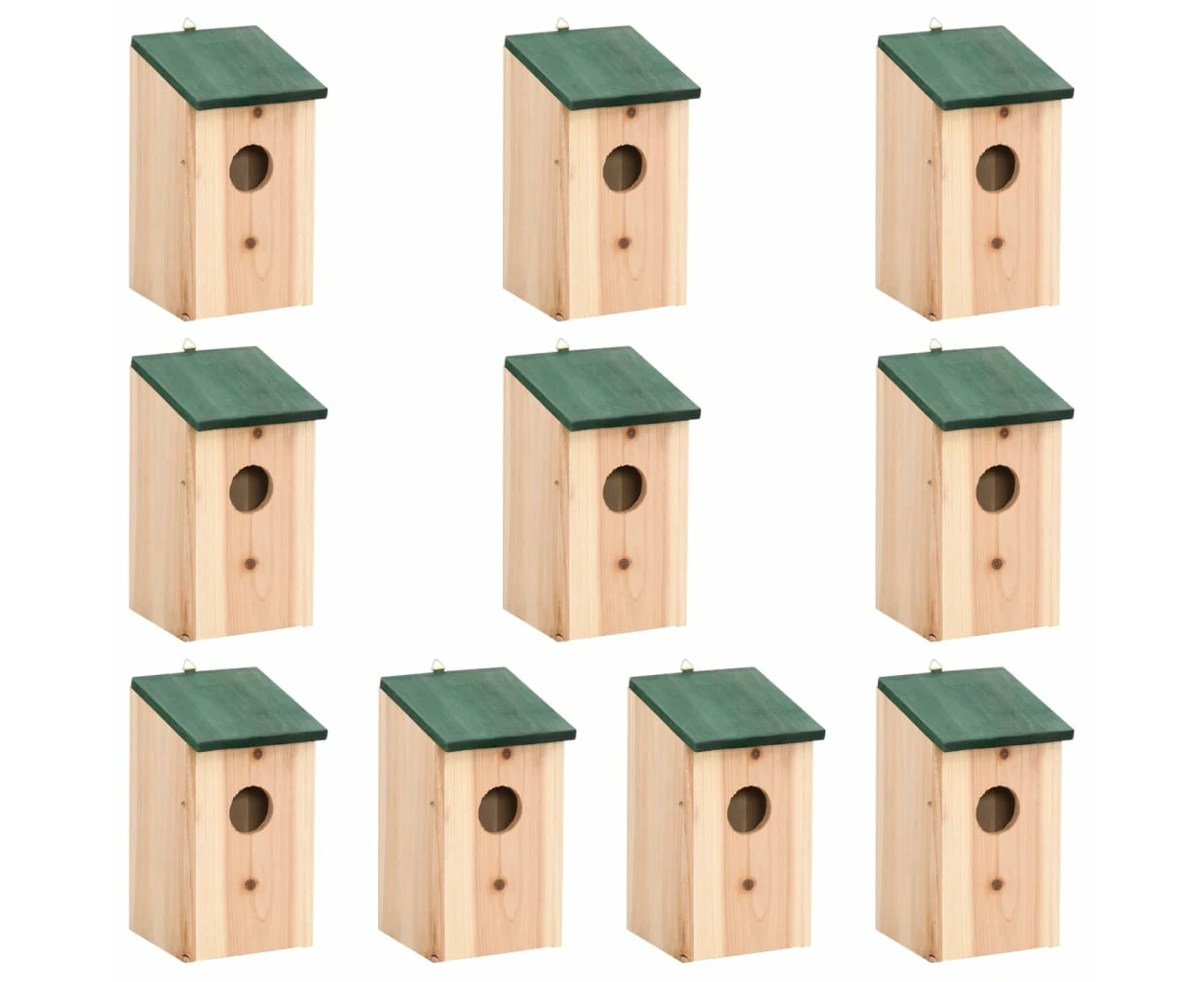 vidaXL Bird Houses 10 pcs Solid Firwood 12x12x22 cm