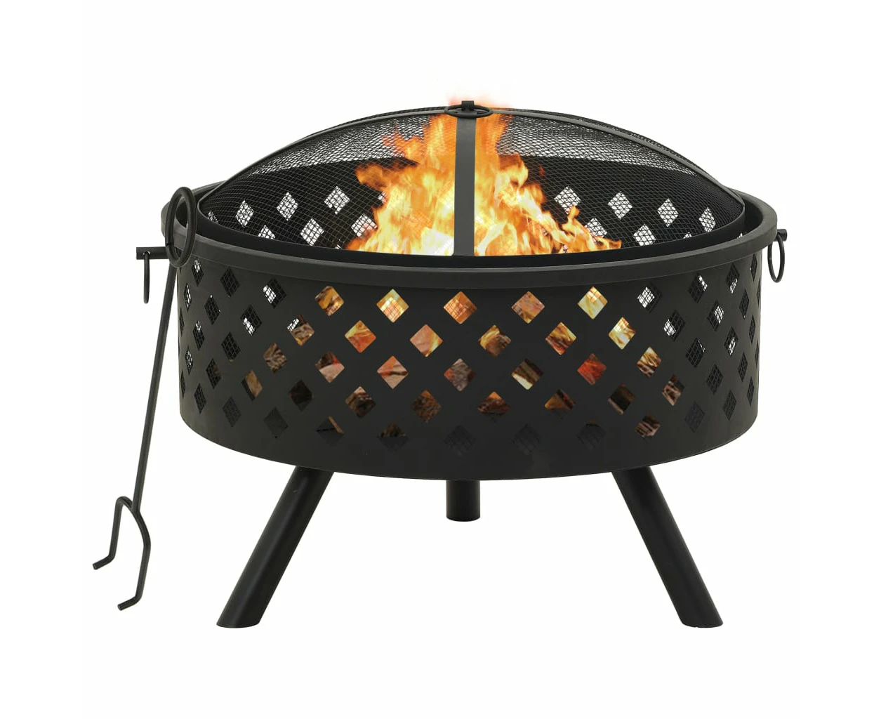 Fire Pit With Poker 68 Cm Xxl Steel