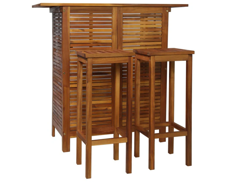 vidaXL Bar Table and Chair Set 3 Pieces Solid Acacia Wood