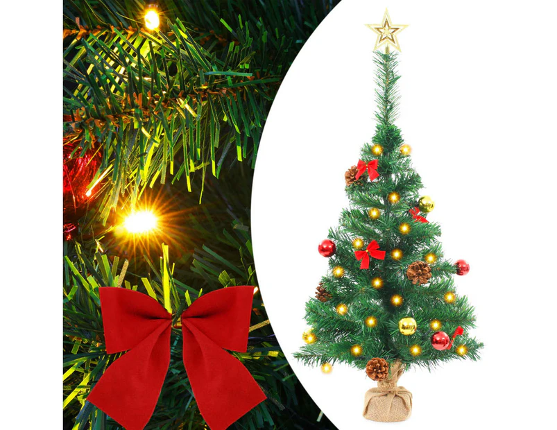 vidaXL Artificial Pre-lit Christmas Tree with Baubles Green 64 cm